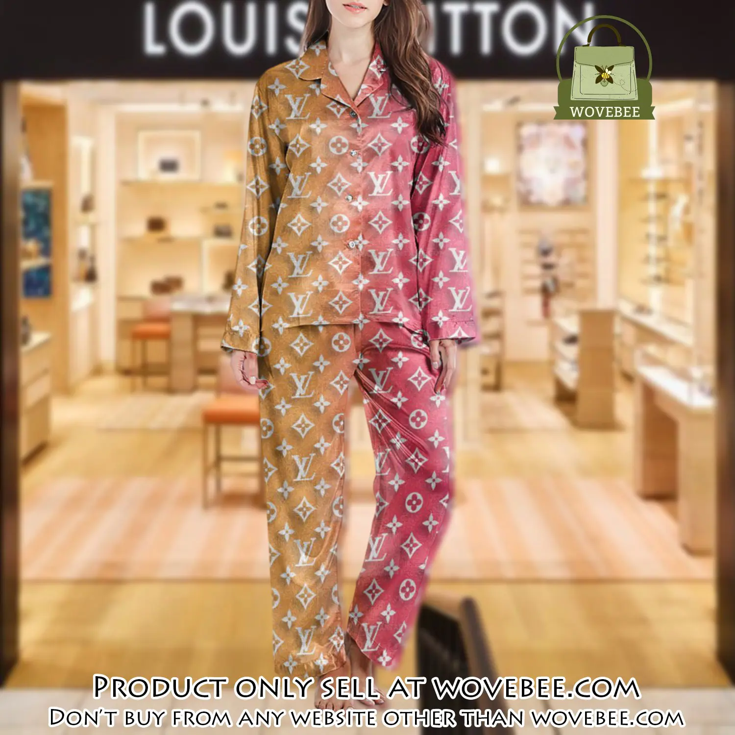 Lv monogram long satin pajama set pjs1009 wvb1353323